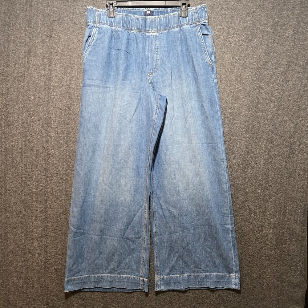 Women's Gap Ultrasoft Pleated Easy Baggy Wide Leg Jeans Sz Large Blue Y2K NWT